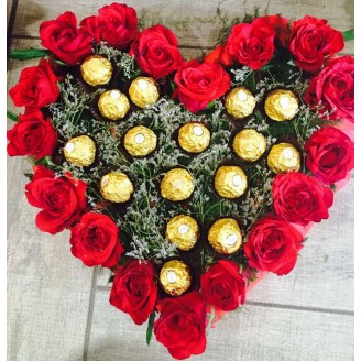 Ferrero Rocher in a Rosy Heart Online flower delivery in Jaipur Delivery Jaipur, Rajasthan